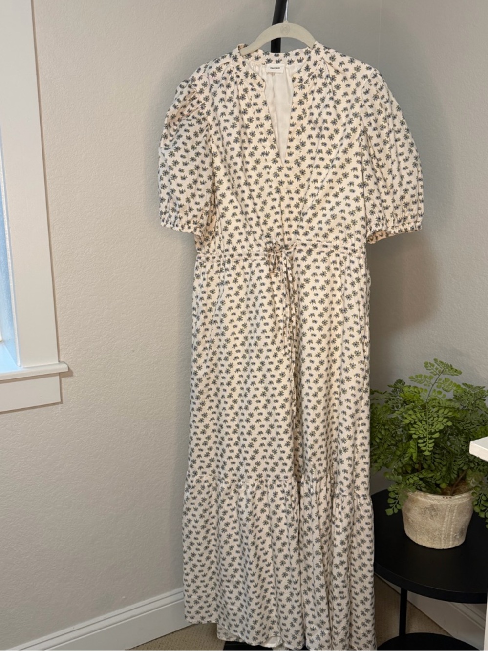 AUREUM Cream Maxi Dress with Petite Blue and Green Floral Print